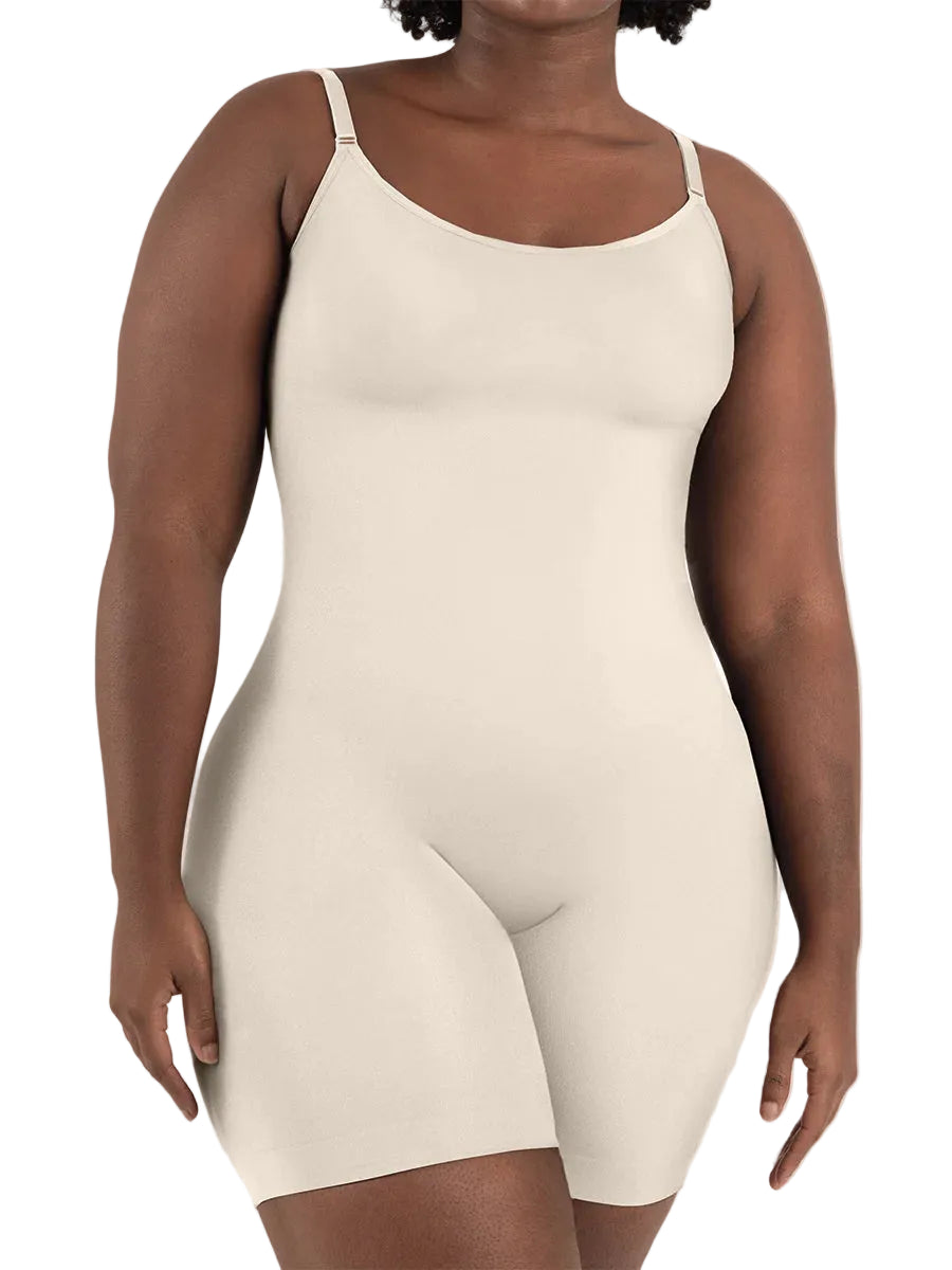 Scoop Neck Shapewear-Body bis zum Oberschenkel
