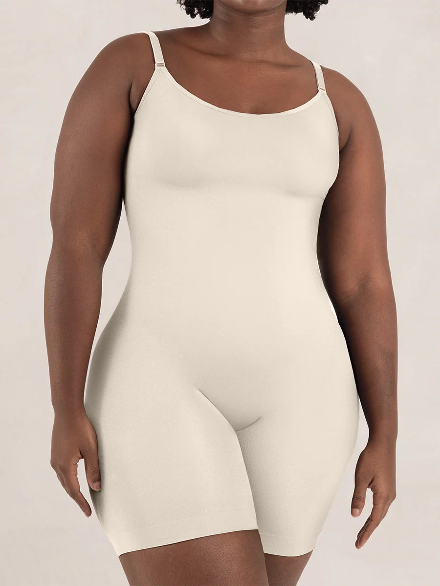 Scoop Neck Shapewear-Body bis zum Oberschenkel